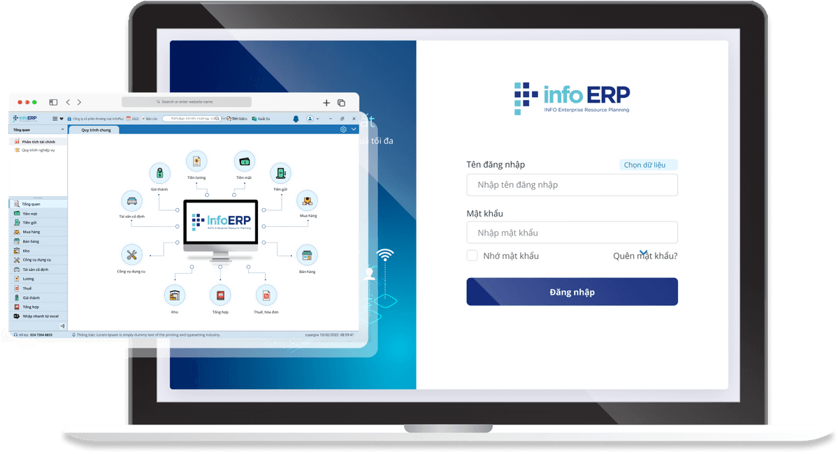 Giao diện phần mềm InfoERP M trên máy tính